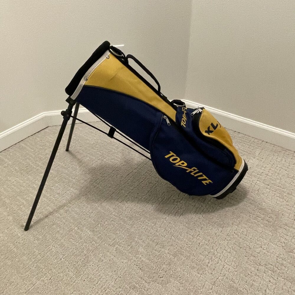 Top Flite XLJ Junior Golf Stand Bag - Navy Blue Yellow Lightweight Carry